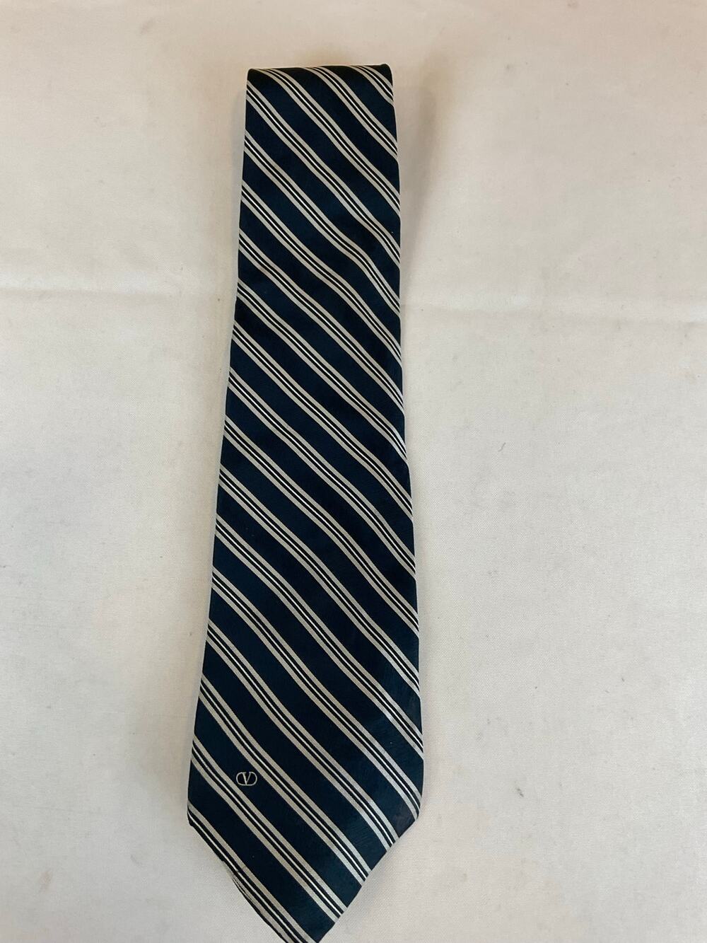 Valentino Neck Tie Navy/White Stripped